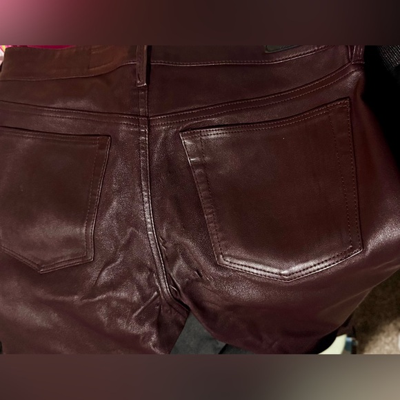 AG Adriano Goldschmied LEATHER The Leggings Super Skinny Jeans Burgundy Pants - Picture 15 of 15